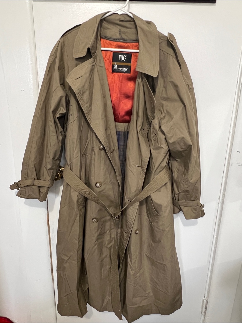 London Fog Olive Trench Coat with Belt